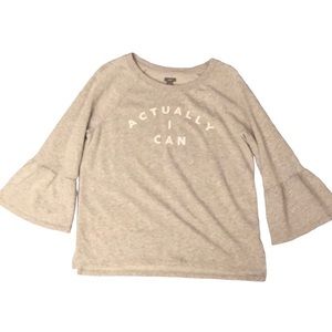 Aerie gray “Actually I can” bell sleeve sweatshirt